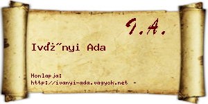 Iványi Ada névjegykártya