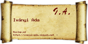 Iványi Ada névjegykártya
